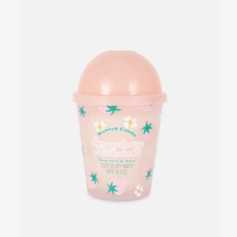 Pink Strawberry Milkshake Scented Candle NEW 8 oz indoor home